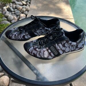 Coach Kirby Gray & Black some signature Logo Sateen Lace Up Sneakers